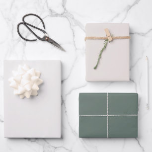 Minimalistisches Natürliches Tiefes Salbei-Einfarb Geschenkpapier Set
