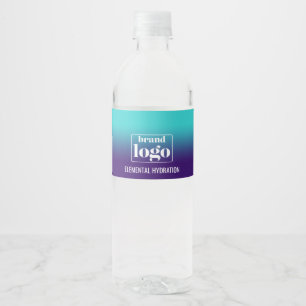 Minimalistisches Navy-Aqua-Verlaufs-Element-Logo Wasserflaschenetikett
