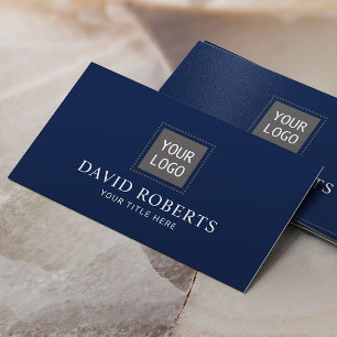 Minimalistisches Navy Blau Berufliches Hinzufügen  Visitenkarte