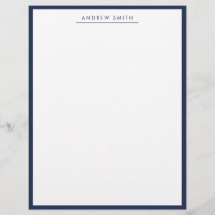 Minimalistisches Navy Blau Einfache Linie Modern K Briefbogen