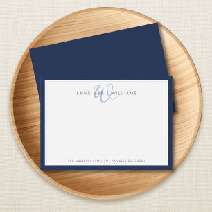 Minimalistisches Navy-Blau-Zwei-Rahmen-Monogramm Mitteilungskarte