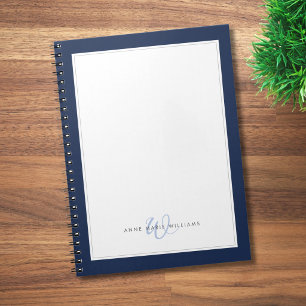 Minimalistisches Navy Blau Zwei-Rahmen-Monogramm Notizblock