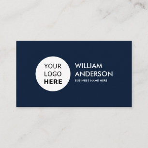 Minimalistisches Navy Blue Custom Logo Visitenkarte
