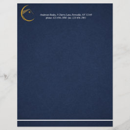 Minimalistisches Navy Blue Real Anwesen Briefbogen