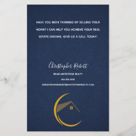 Minimalistisches Navy Blue Real Anwesen Flyer