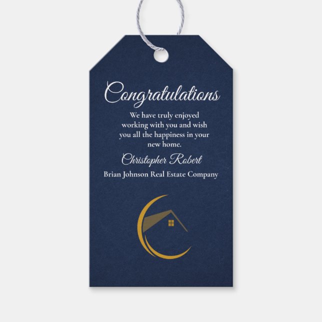 Minimalistisches Navy Blue Real Anwesen Geschenkanhänger (Vorderseite)