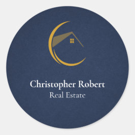 Minimalistisches Navy Blue Real Anwesen Runder Aufkleber