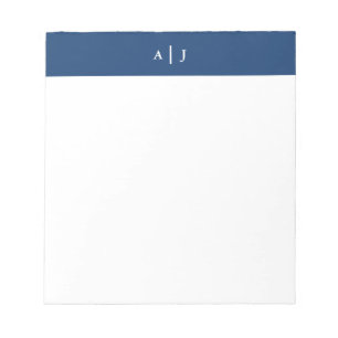 Minimalistisches Navy-Two-Border-Monogramm Notizblock
