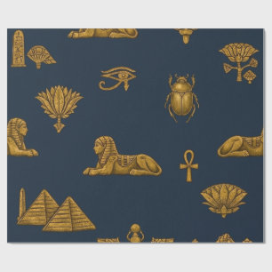 Minimalistisches Navy- und Antique-Gold-ägyptische Geschenkpapier