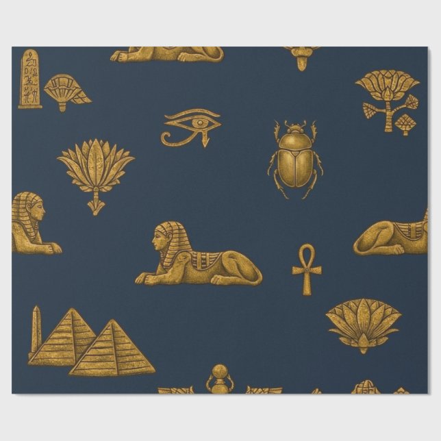 Minimalistisches Navy- und Antique-Gold-ägyptische Geschenkpapier (Flach)