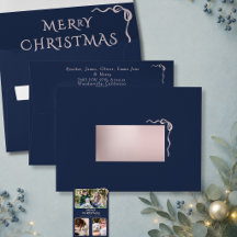 Minimalistisches Navy- und Roségold-Schleifen-Weih