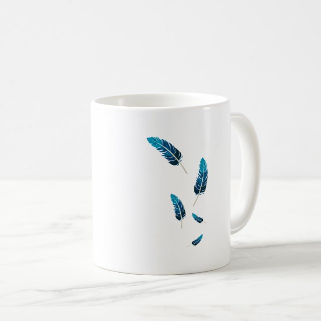 Minimalistisches Navy- und Tealfarbenes Fallende-F Kaffeetasse (VorderseiteRechts)