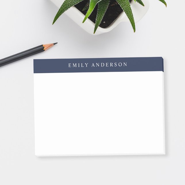 Minimalistisches Navyblau Elegantes Monogramm Post-it Klebezettel (Von Creator hochgeladen)
