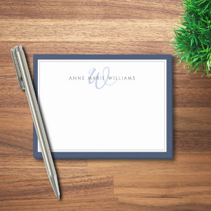 Minimalistisches Navyblau-Script-Zwei-Rahmen-Monog Post-it Klebezettel