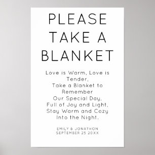 Minimalistisches Nehmen Sie eine Decke Hochzeitssc Poster