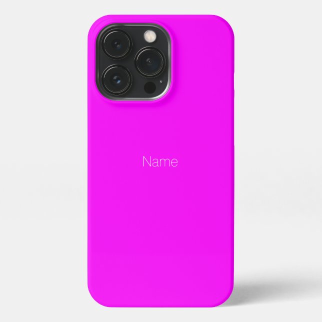 Minimalistisches Neonmagenta rosa individuelle Nam iPhone Hülle (Rückseite)
