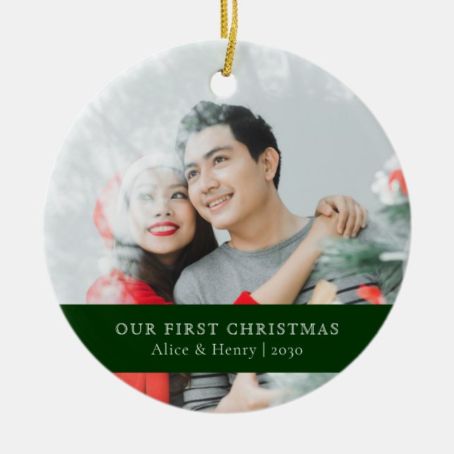  | Minimalistisches neu verheiratetes Foto Keramik Ornament (Vorne)