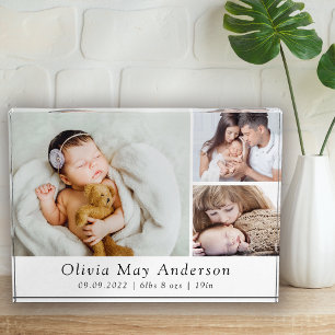 Minimalistisches Neues Baby 3 Foto-Collagen-Block Fotoblock