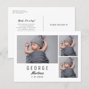 Minimalistisches neues Baby-Foto - Geburtsankündig Postkarte