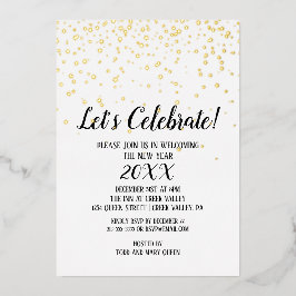 Minimalistisches Neujahrsfest des Confetti Folieneinladung