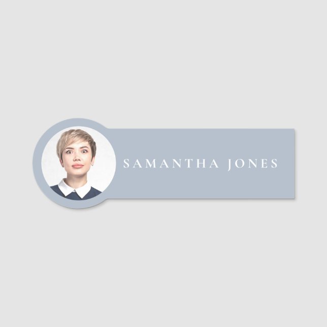 Minimalistisches neutrales Foto Namensschild (Vorderseite)