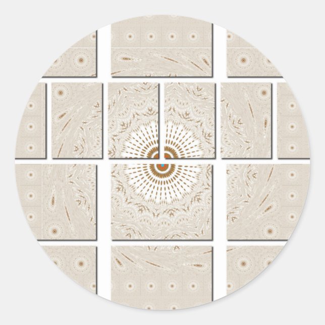 Minimalistisches neutrales geometrisches Beige Ton Runder Aufkleber (Vorderseite)