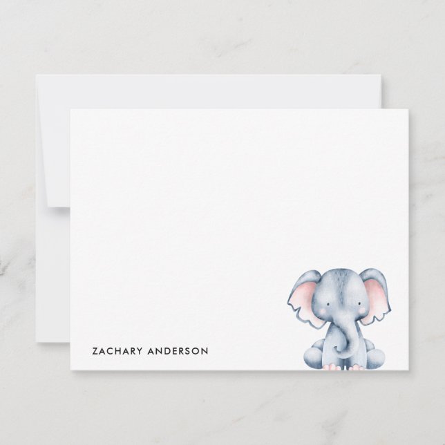 Minimalistisches Niedliches Baby Elephant Kinder P Mitteilungskarte (Vorderseite)
