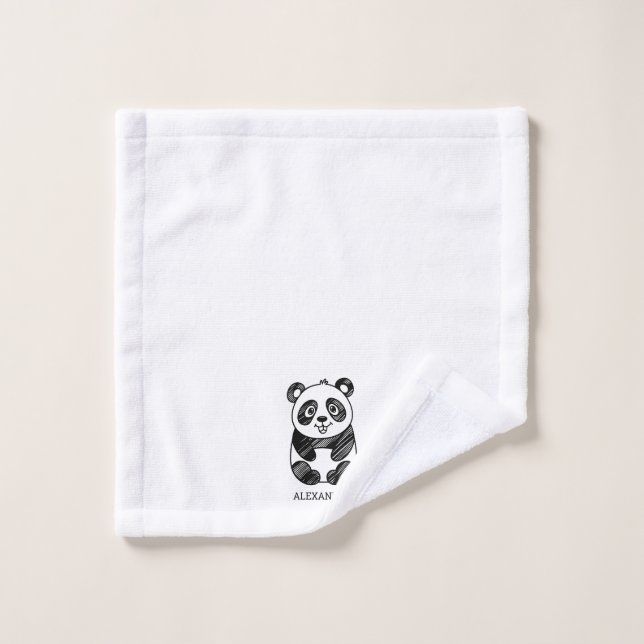 Minimalistisches Niedliches Panda in Schwarz und W Badhandtuch Set (Waschlappen)