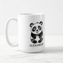 Minimalistisches Niedliches Panda in Schwarz und W