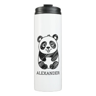 Minimalistisches Niedliches Panda in Schwarz und W Thermosbecher