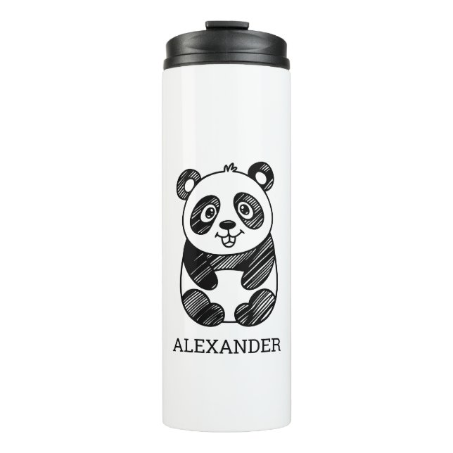 Minimalistisches Niedliches Panda in Schwarz und W Thermosbecher (Vorderseite)