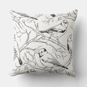 Minimalistisches nordamerikanisches Vögel-Linienku Kissen