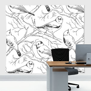 Minimalistisches nordamerikanisches Vögel-Linienku Wandteppich