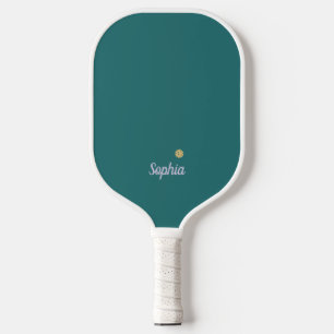 Minimalistisches Nordsee-Grünes Weißes Monogramm Pickleball Schläger