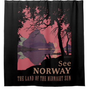 Minimalistisches Norwegen-Sonnenuntergangs-Poster Duschvorhang