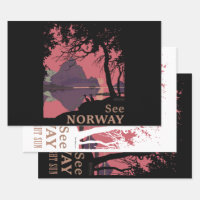 Minimalistisches Norwegen-Sonnenuntergangs-Poster
