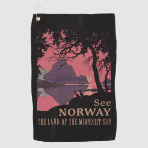 Minimalistisches Norwegen-Sonnenuntergangs-Poster Golfhandtuch