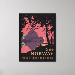 Minimalistisches Norwegen-Sonnenuntergangs-Poster  Leinwanddruck
