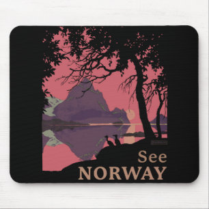 Minimalistisches Norwegen-Sonnenuntergangs-Poster  Mousepad