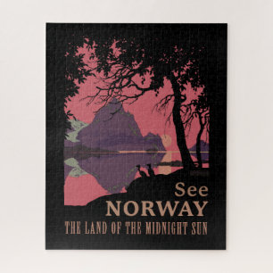 Minimalistisches Norwegen-Sonnenuntergangs-Poster  Puzzle