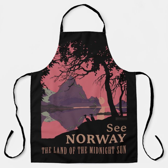 Minimalistisches Norwegen-Sonnenuntergangs-Poster  Schürze (Vorderseite)