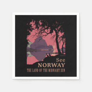 Minimalistisches Norwegen-Sonnenuntergangs-Poster  Serviette