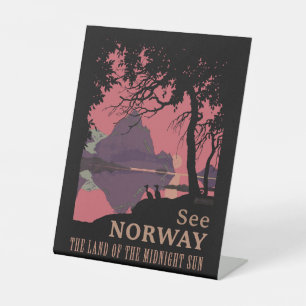 Minimalistisches Norwegen-Sonnenuntergangs-Poster Sockelschild