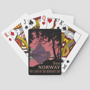 Minimalistisches Norwegen-Sonnenuntergangs-Poster  Spielkarten