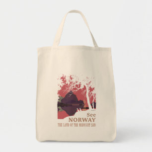Minimalistisches Norwegen-Sonnenuntergangs-Poster Tragetasche