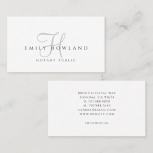 Minimalistisches Notar-Skript-Monogramm-Name Visitenkarte