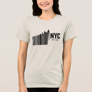 Minimalistisches NYC-Barcode-Skyline-Design Tri-Blend Shirt