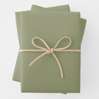 Minimalistisches Olive Sage Grün Schlichte Solid C Geschenkpapier Set