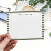 Minimalistisches Oliven Grün Streifen Monogramm