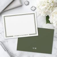 Minimalistisches Oliven Grün Zweifarbige Monogramm